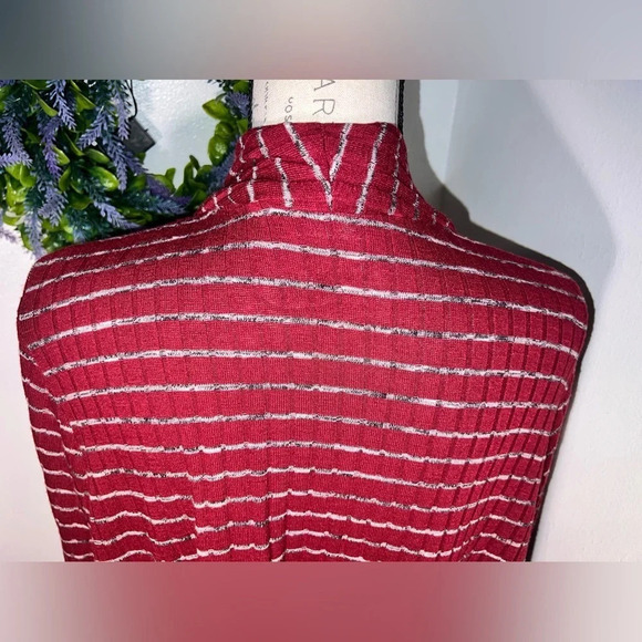 LOGO Lori Goldstein striped pockets long sleeve,shawl neckline, open cardigan Lg - Picture 10 of 11